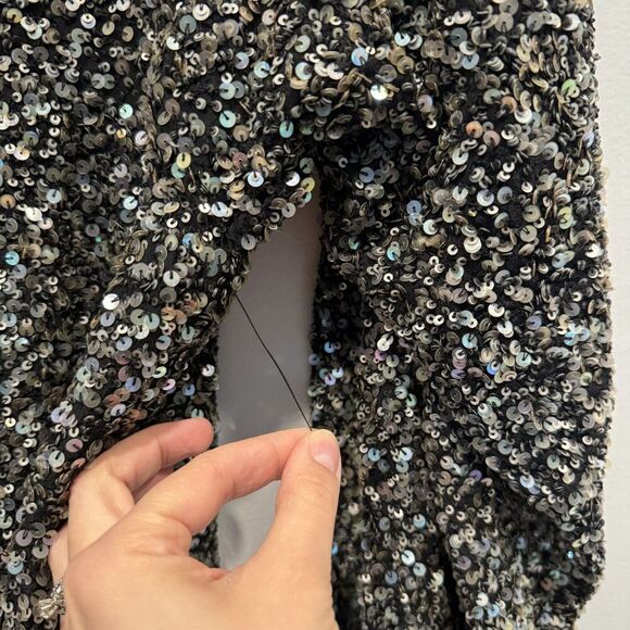 NWOT Retrofete Dress Full Sequin Summer Party Black Long Sleeve Women sz Large - Picture 4 of 12